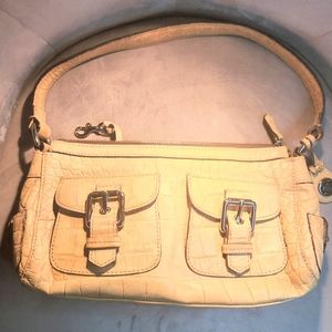 Dooney Bourke Handbag Purse Croco Embossed Tan Leather Satchel Nile Collection